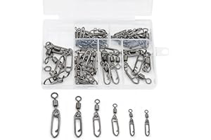 NATUFISH 50Pcs High Strength Fishing Swivels | Ball Bearing Snap Swivels with Stainless Steel| Saltwater/Freshwater Quick-Change Snap Swivels for Catfishing Tackle,Lures