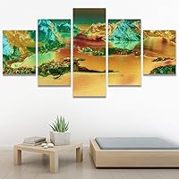SIGNWIN 5 Panel Canvas Wall Art Modern Art Dramatic Farmhouse/Country Mountain Multicolor Nature Photography for Home Decorations Ready to Hang - 60