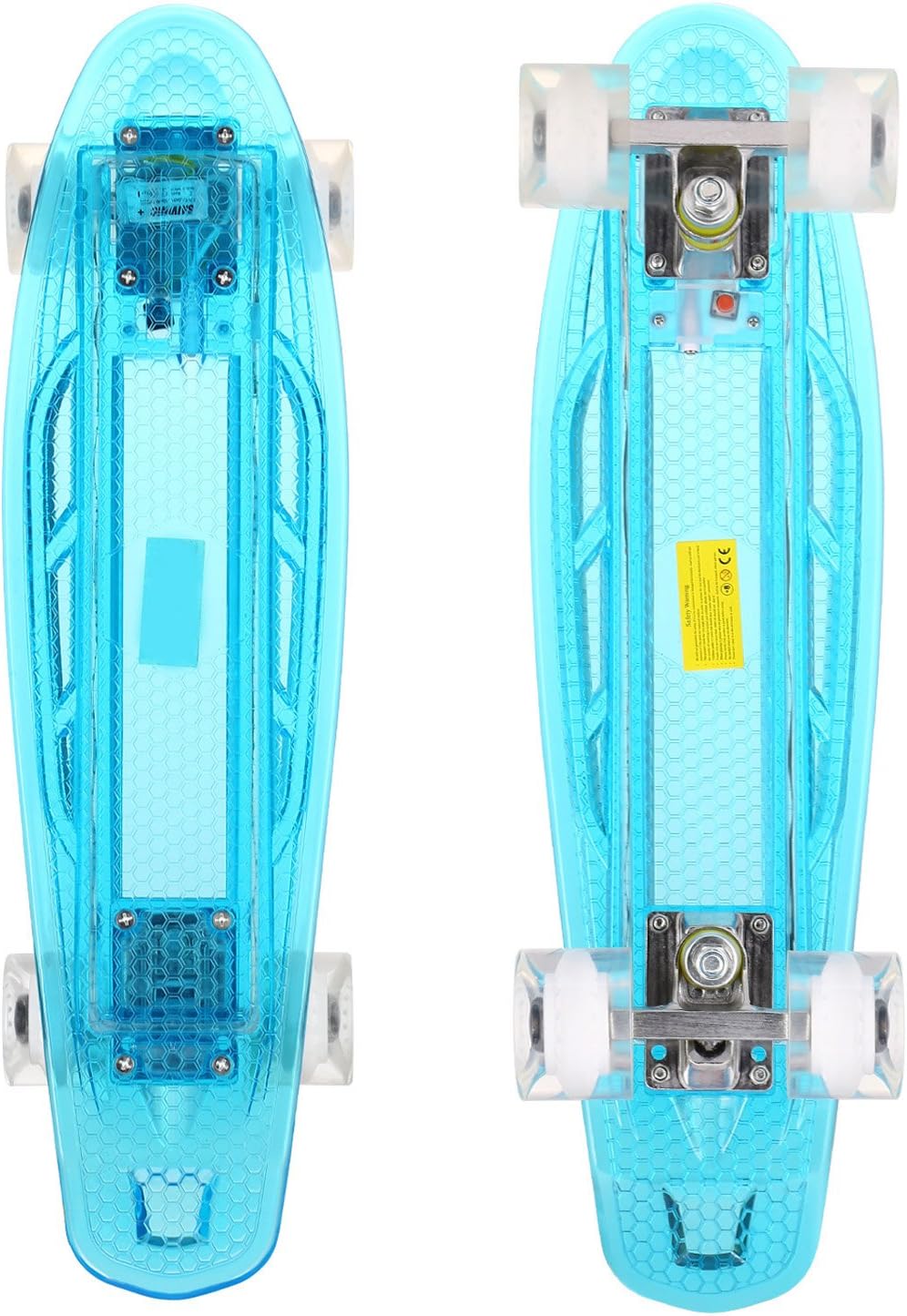 Etuoji Outdoor Mini Crystal Clear Cruiser Skateboard-Shiny Cruiser Board with LED Light Up Deck(US Stock)
