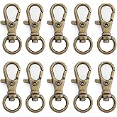 CRAFTMEMORE 50 pcs Swivel Clasps Lanyard Clips Snap Hook Metal Lobster Claw Clasp PLTN (Antique Brass)