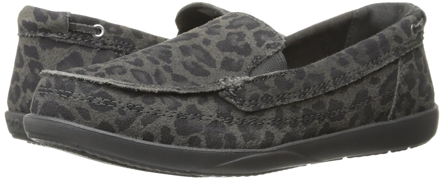 crocs women's walu leopard print leather loafer