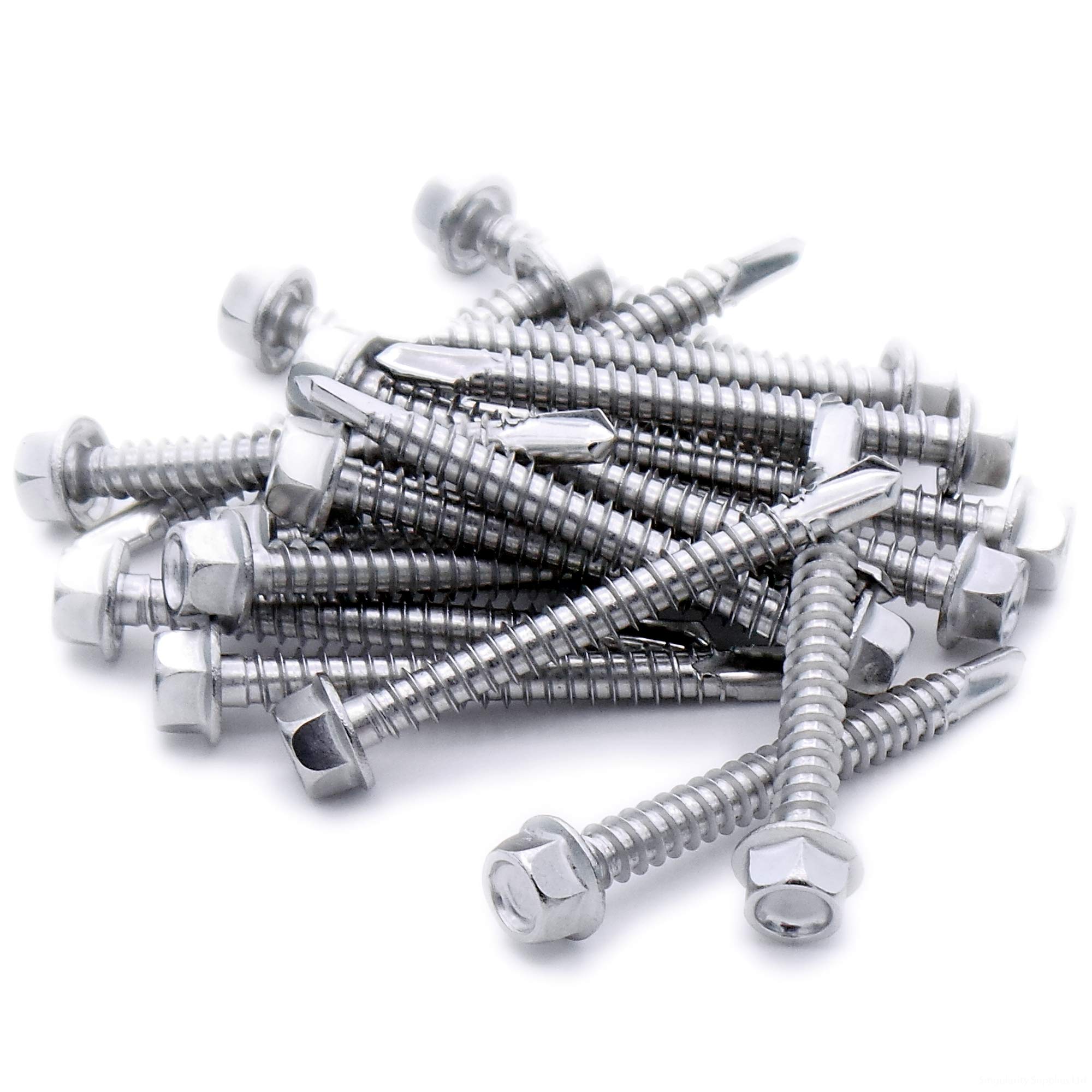 No.7 x 1.3 (3.9mm x 32mm) Hex Self-Drilling Screw (Flanged) - Stainless Steel (A2) (Pack of 20)