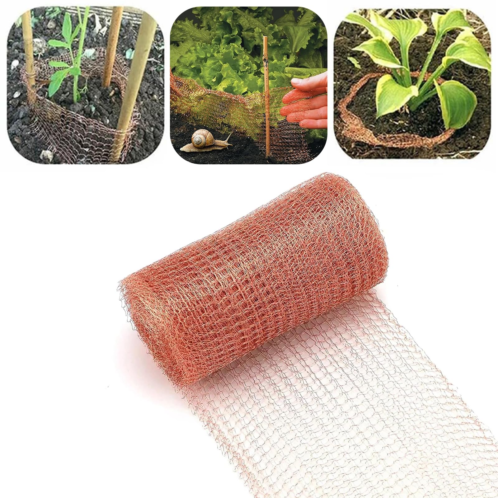 Copper Mesh Slug Repellent UK,Copper Mesh 12.7cm/5in x 6m/20 Feet Fine Wire Mesh Double Layer Knit Copper Wire Mesh,Copper Wire for Slug,Metal Copper Tape for Plants Slug Control (6m/copper mesh)