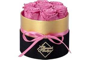 GLAMOUR BOUTIQUE Eternal Preserved Roses in a Box - Flowers Forever, Rose Forever in a Box for Wife, Birthday Gifts for Her, 7 Roses, Pink