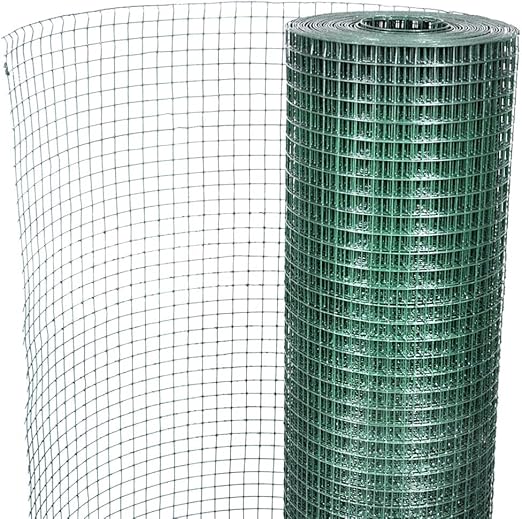 festnight red de alambre cuadrada malla para jardin 1x25 m cubierta de pvc y malla 16 x 16 mm