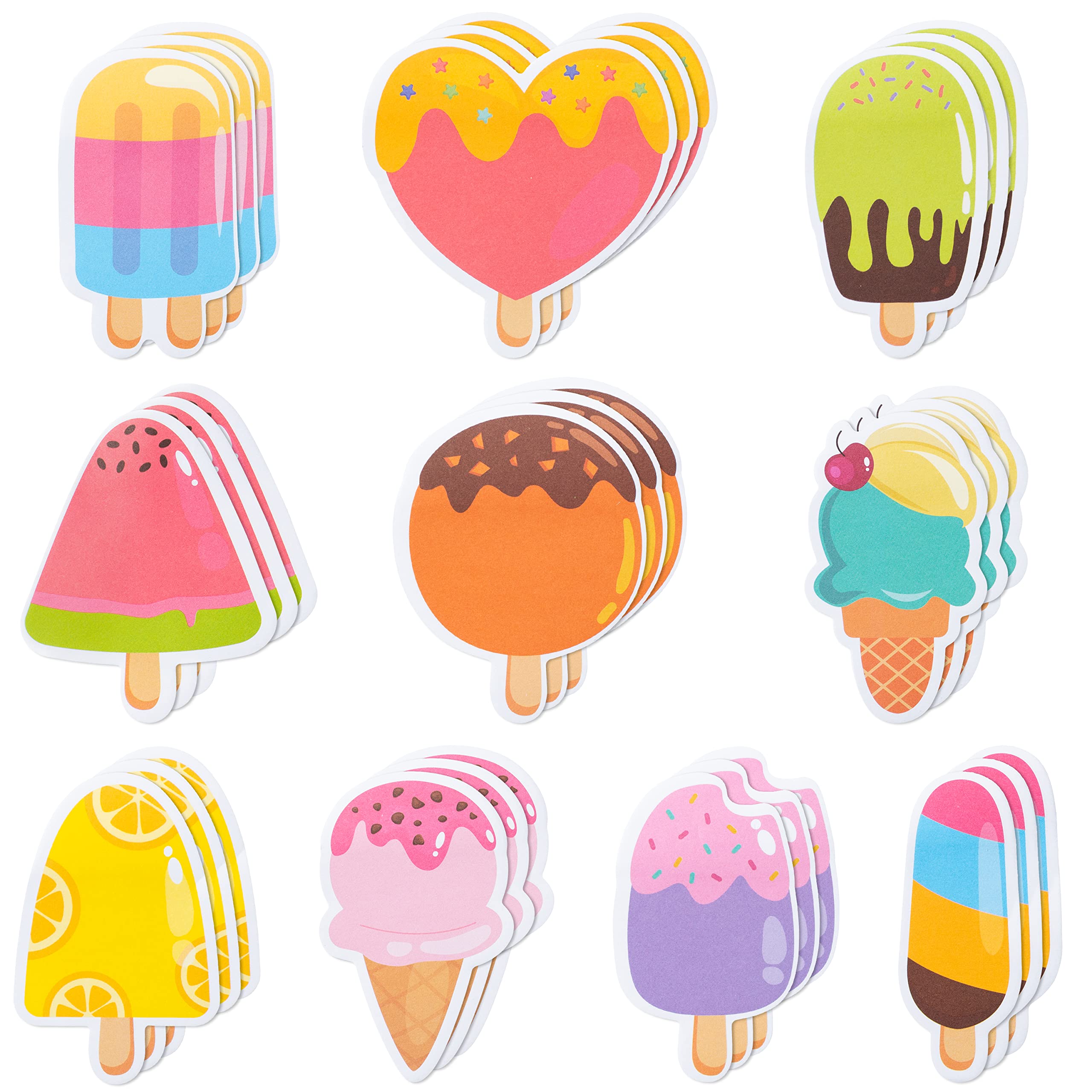 Photo 1 of Xqumoi 30 Pack Ice Cream Sticky Notes, Total 600 Sheets, Assorted Summer Fruit Popsicle Sticks Self Sticky Memo Pads for Office School Student Kids Class Birthday Party Favors Goodies Bag Fillers