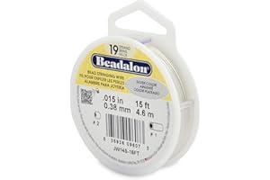 Beadalon 19 Strand Stainless Steel Bead Stringing Wire, .015 in / 0.38 mm, Silver, 15 ft / 4.6 m