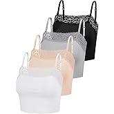Bencailor 4 Pcs Womens Lace Cami Bralettes Spaghetti Strap Crop Tops Bandeau