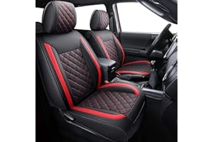 Tomatoman Tacoma Seat Covers Customized for 2005-2024 Sport Extended SR V6 Pickup Edition, Waterproof Faux Leather Cushions(Full Set, Black-Red)