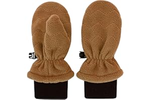 JAN & JUL Stay-On Winter Fleece Mittens with Ribbed Cuffs for Toddlers and Kids (Brown Bear, Size L)