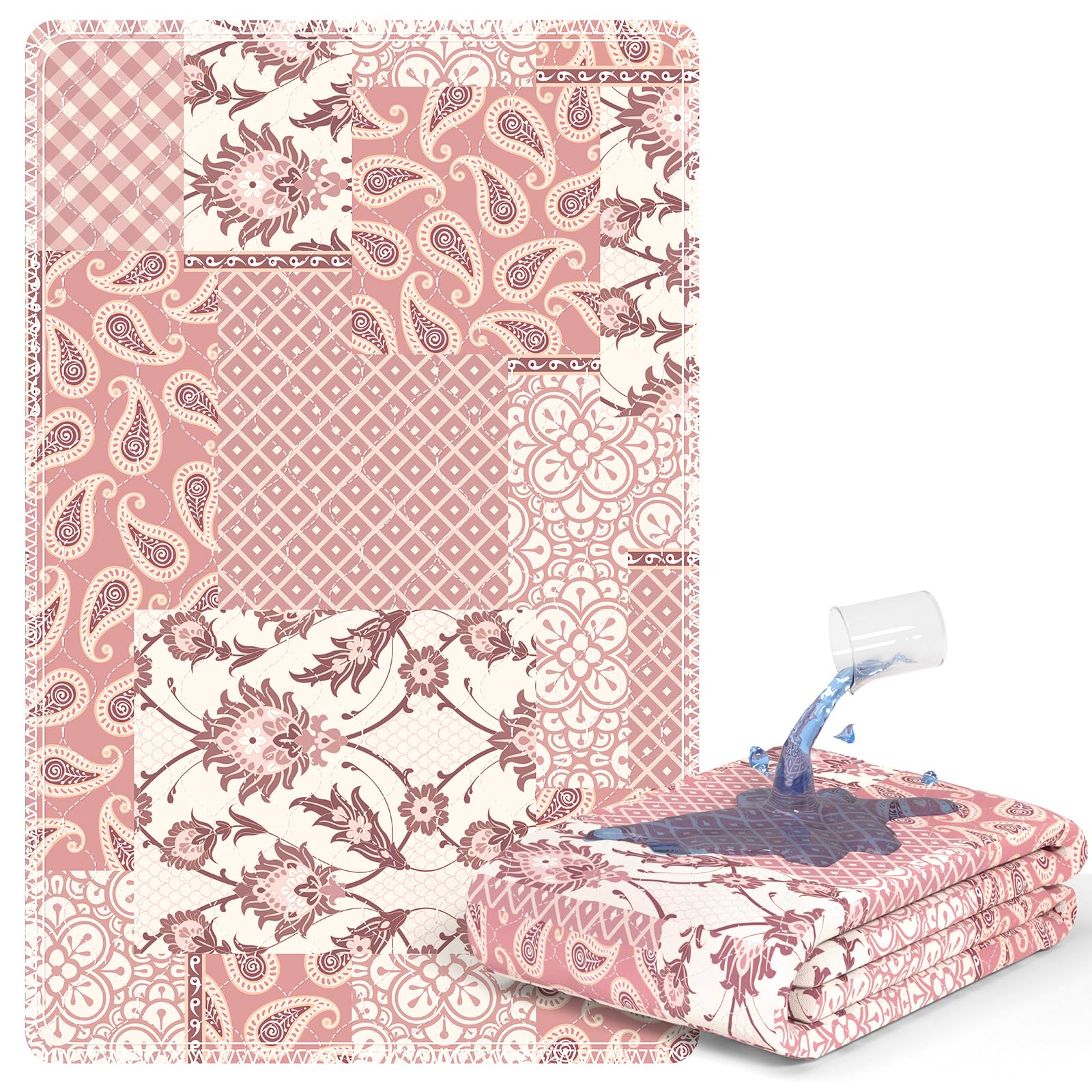 Photo 1 of MILDPLUS Printed Washable Bed Pads 34"X52" Reusable Underpads Waterproof Mattress Protector Incontinence Bed Pads Pee Pads for Adults, Kids or Pets (Pink)