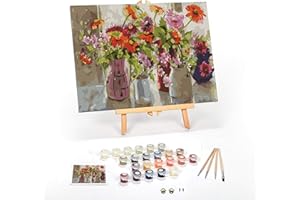 Ledgebay DIY Paint by Numbers Kit for Adults Framed Canvas Beginner to Advanced Paint by Numbers Kit, Kits Include Acrylic Paint Set, Brushes & Tabletop Easel (October 12" x 16" Framed)