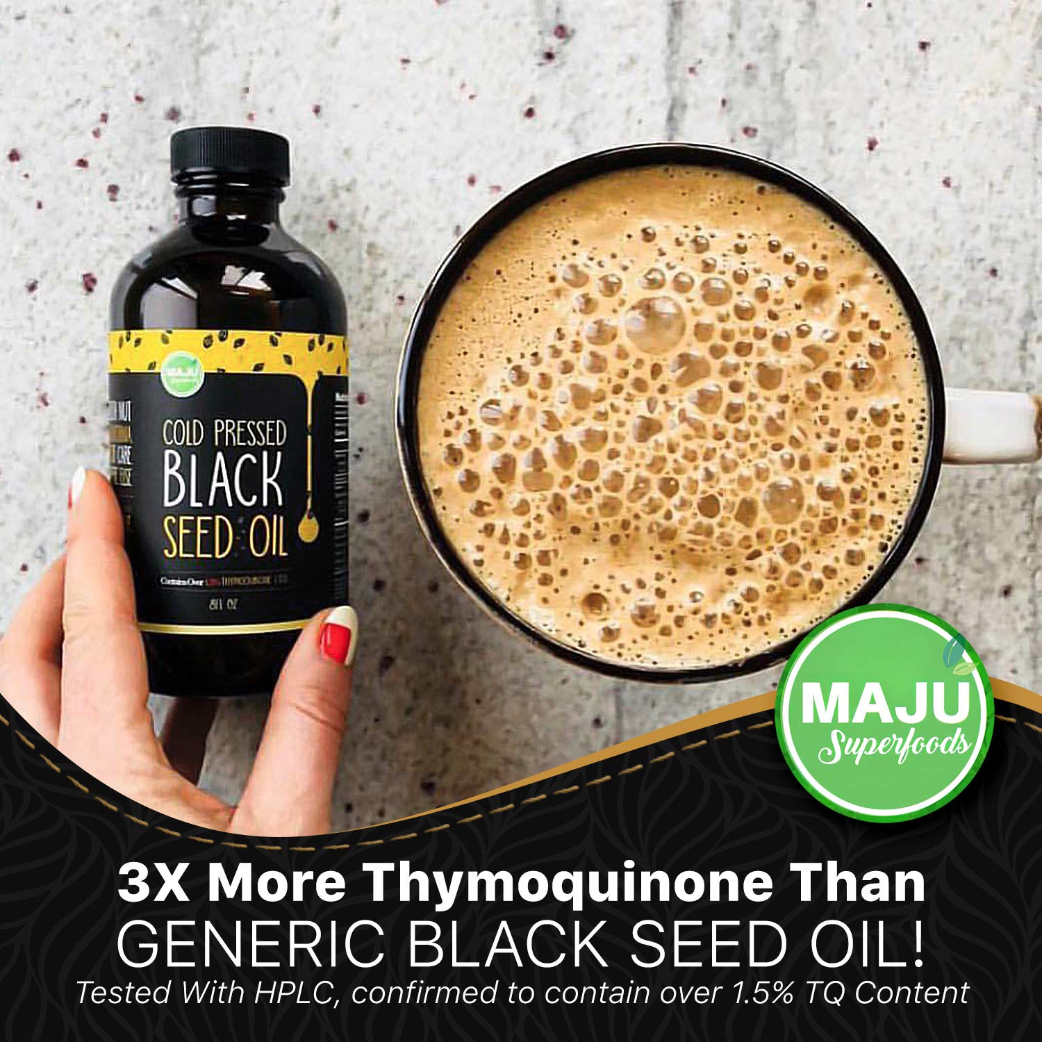 MAJU's Black Seed Oil 3x Thymoquinone, Cold Pressed, no Pesticides