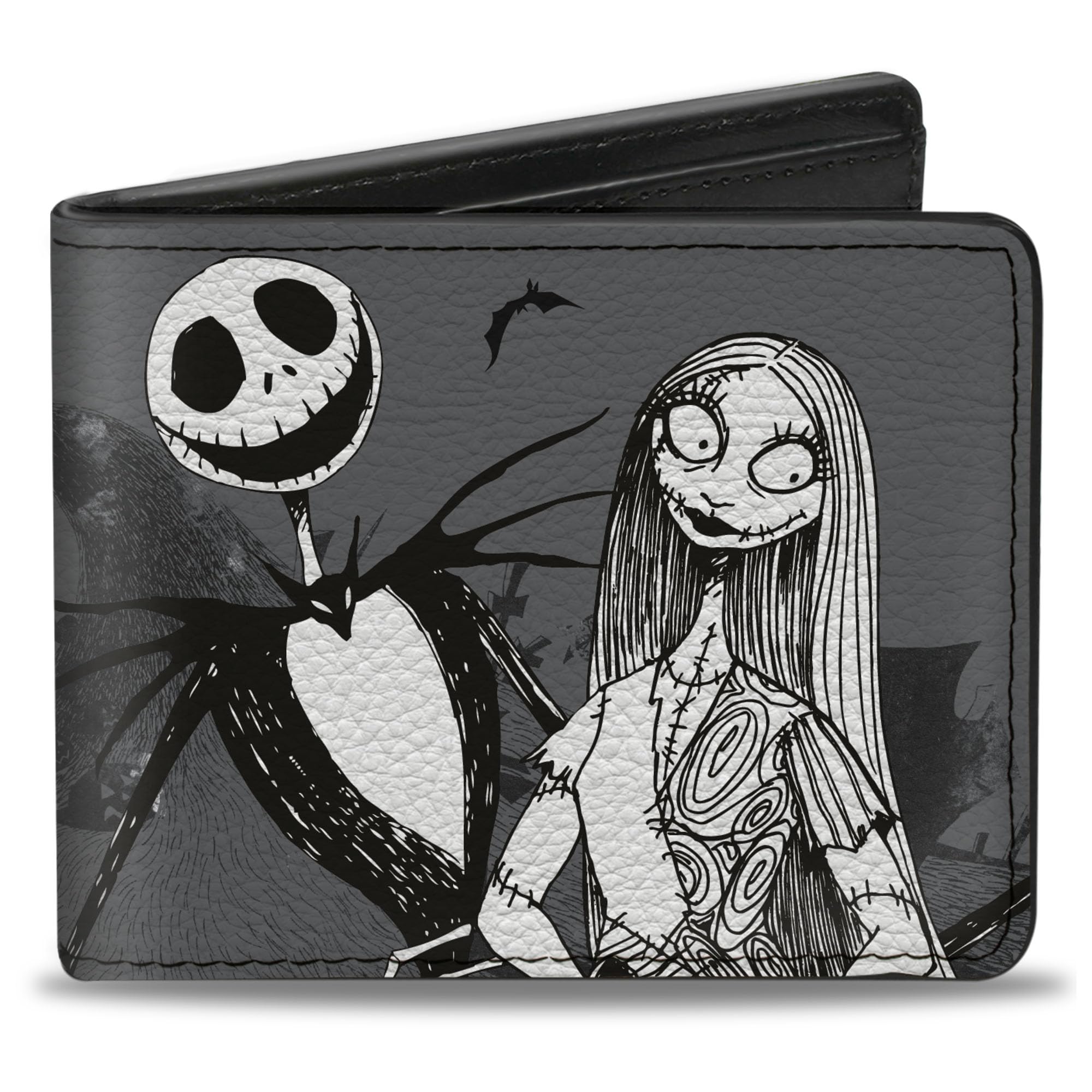 Buckle-Down Men's Disney Wallet, Bifold, Nightmare Before Christmas Jack Sally Zero Cemetery Scene, Vegan Leather, Multicolor, Standard Size, Multicolor, Default Size