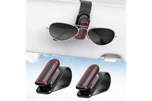 Veharvim Sunglass Holder for Car (2 Pack, One-Handed Operation, Gentle & Secure Hold, Silicone Padded, Universal Fits Sunglass and Car Visor) - Sunglasses Clip for Car Visor