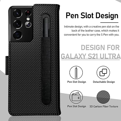 CENMASO Split Designed for Samsung Galaxy S21 Ultra Case, with S