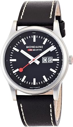 Mondaine - Reloj Unisex de Cuarzo, Correa de Piel Color Negro ...