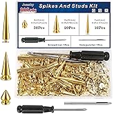 80 Sets Spike Studs for Clothing,Gold Multi Spikes and Studs Kit for Punk Clothes Crafts 7x40mm 10x25mm 8x12mm