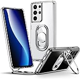 Shields Up for Samsung Galaxy S21 Ultra Case with Stand, Galaxy S21 Ultra Case Clear with Double Ring Holder [Adjustable & Foldable] Shockproof Protective Cover for Samsung Galaxy S21 Ultra - Clear