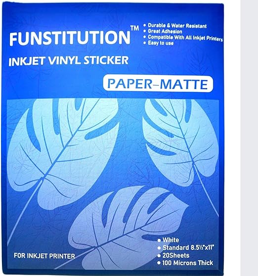 Amazon Inkjet Printable Matte Vinyl Sticker Paper 20 Sheets 