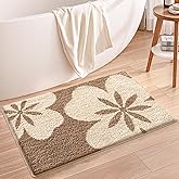 Flower Pattern Bath Rug Mat – Super Absorbent, Non-Slip Bathroom Carpet with Thick Plush, Soft and Durable for Bathroom, Bedroom, Kitchen, Living Room, Machine Washable