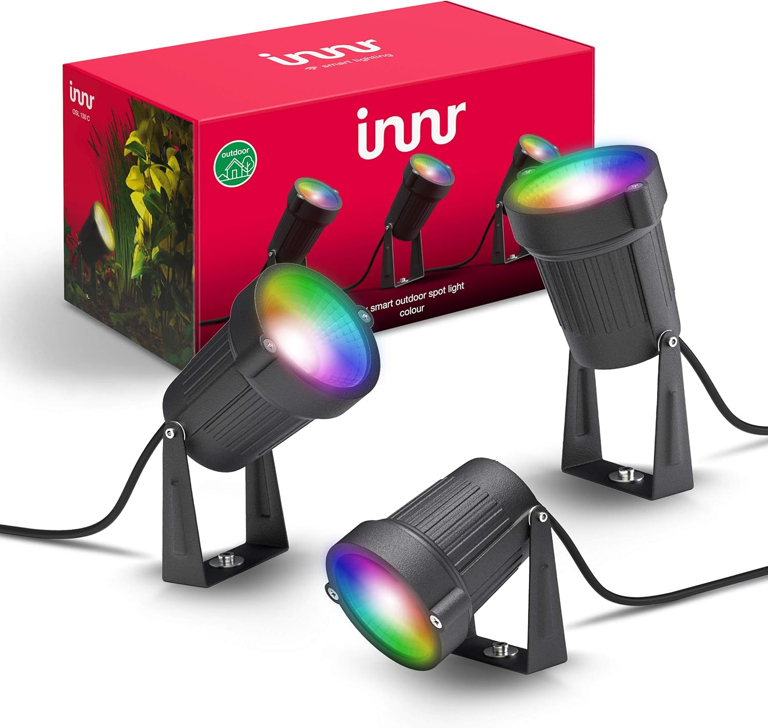 Innr Smart Outdoor Spot Light Colour, Complete Set, Works with Philips