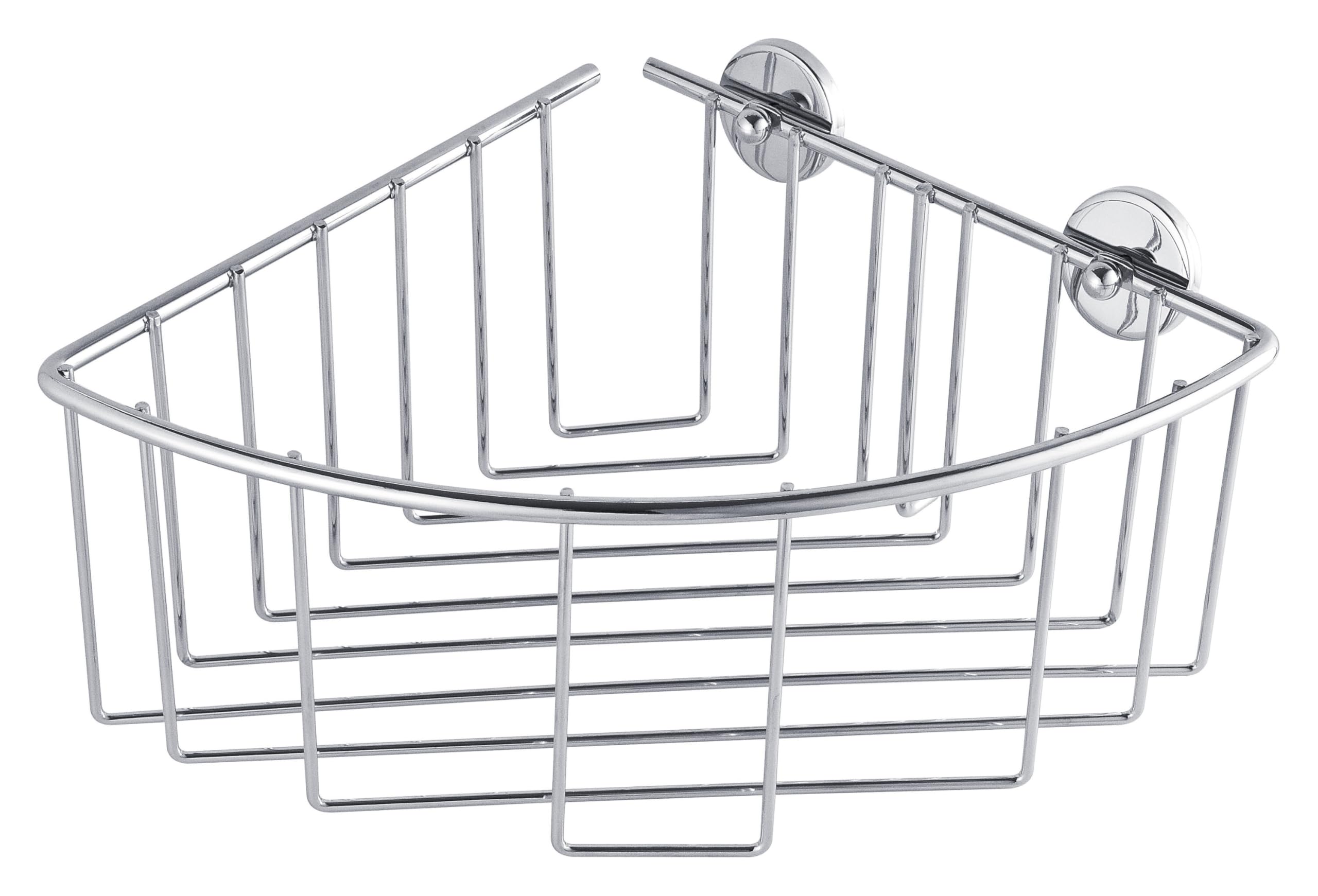 tesa Baath shower shelf, chromed steel, self-adhesive, adhesive mounting technology, 115mm x 205mm x 210mm