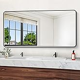 DESBING 72" x 36"Bathroom Mirror, Matte Black Wall Mirror with Metal Frame, Decorative Rectangular Vanity Mirror for Bedroom Bathroom Living Room Entryway (Horizontal/Vertical)