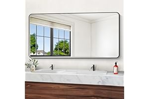 DESBING 72" x 36"Bathroom Mirror, Matte Black Wall Mirror with Metal Frame, Decorative Rectangular Vanity Mirror for Bedroom Bathroom Living Room Entryway (Horizontal/Vertical)