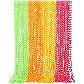 SWANUCKY 48 Pack Mardi Gras Beads Necklaces, 30 Inch Macaron Plastic Beads for Party Favors, Festival Decorations, Parade Throws, Christmas, Birthday Celebrations (Oval)