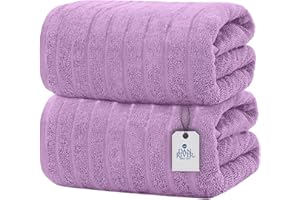 DAN RIVER Luxury Jumbo Bath Sheets 2 Piece – 550 GSM (35x70 Inches) 100% Cotton Highly Absorbent Speed Breaker Design Bath Towel Set – Super Soft Towels for Bathroom, Hotel, Spa Lavendar