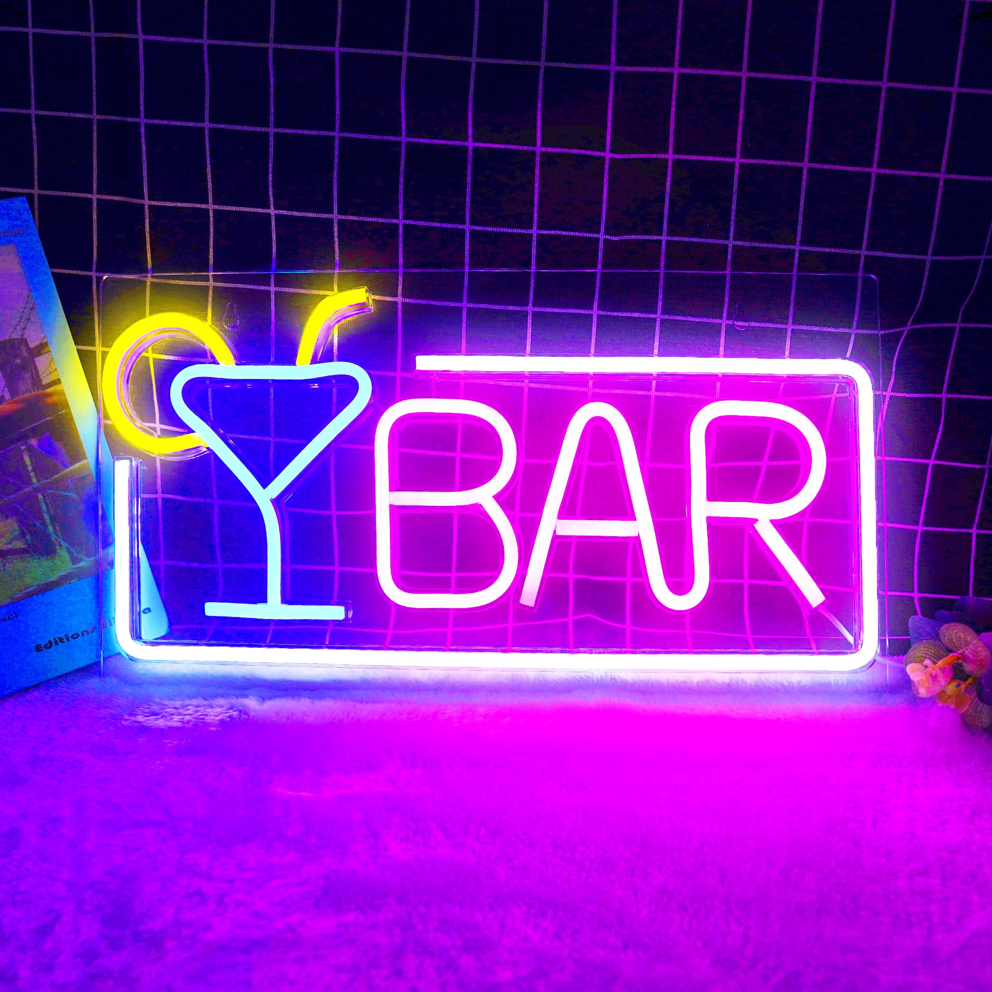 Photo 1 of YSMNDE Neon Bar Signs for Home Bar, LED Bar Neon Signs USB Powered Bar Light Up Neon Wall Signs for Beer Cocktail Bar, Bistro, Pub, Man Cave Party Gifts