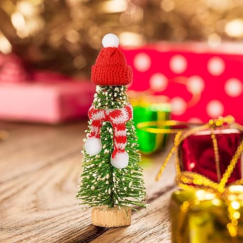 24 Pcs Mini Knit Hat Mini Christmas Scarf Set Tiny Santa Hats for