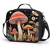 Kwlegh Mushroom Lunch Box Vintage Plant Forest Insulated Lunch Bag Cute Mushrooms Kids Lunchbox Reusable Lunch Cooler Tote Bag Thermal Lunch Pail for Work Picnic School