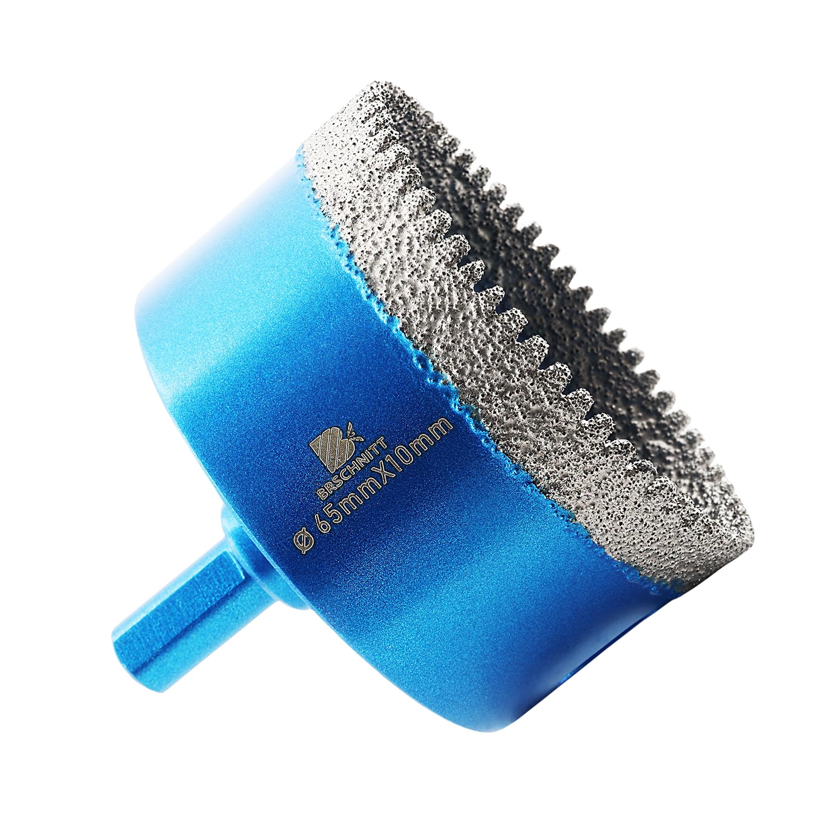 Dry Diamond Core Drill Bit Set,BRSCHNITT 65mm Diamond Hole Saw Core Drill Bit with Triangle Shank for Porcelain Tile Ceramic Stone Granite Marble — image 1