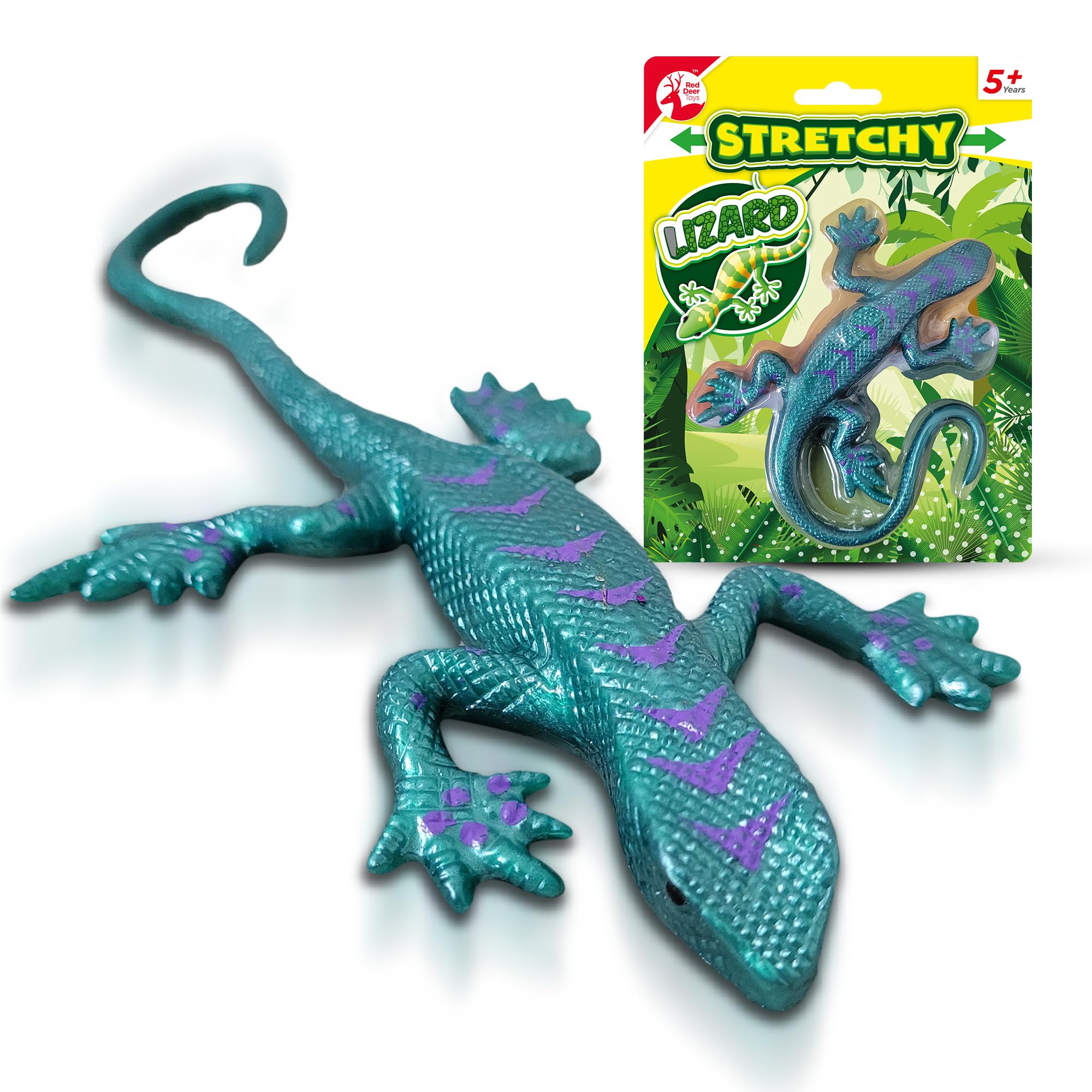 SOL 1pk Stretchy Lizard, Blue Gecko and Rubber Newt Toy for Kids Aged 5+, Sticky Creature, Durable and Squishy Geko Party Bag Filler, Safe Material, Ideal for Interactive Entertainment
