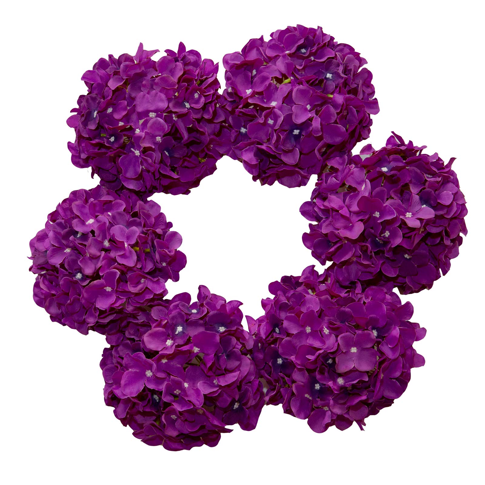 DuHouse Artificial Bigger Silk Hydrangea Flower Heads with Stem Realistic Fake Hydrangea Flower Bouquets for Wedding Home Party Garden Centerpiece Pack of 6(Dark Purple)