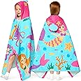 Joiedomi Mermaid Hooded Towels for Kids Soft 100% Cotton Kids Beach Towel 30" x 50" for 3-10 Years Boy Girl Beach Hooded Poncho Absorbent Pool Toddler Swim Bath Wrap