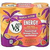 V8 Energy Passionfruit Orange Guava Energy Drink, 6 Count 8 Fl Oz