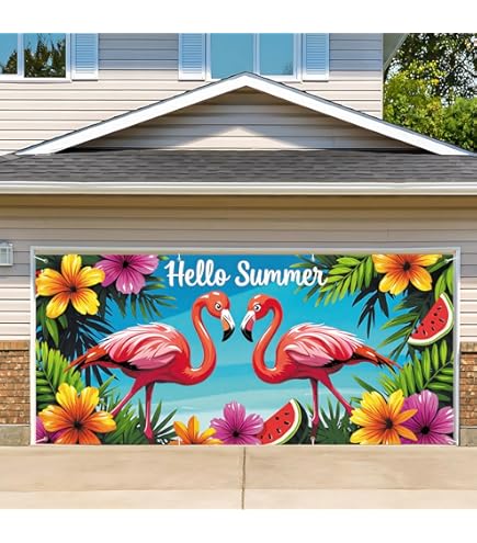 Ocean Thunderstorm Garage Door Cover - 7x16ft Photography Backdrop, Blue Sea Waves With Lightning, Nautical Theme
