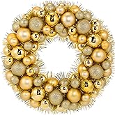 Silipull 14 Inch Christmas Ball Fireplace Tabletop Christmas Decorations Xmas Decorative Ball Ornaments Centerpiece Decor Holiday Table Decorations for Party Decor(Gold)