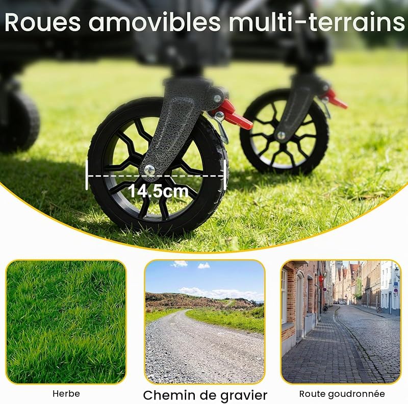 Chariot Pliable 70L 80kg Compact, Fermeture Éclair Latérale