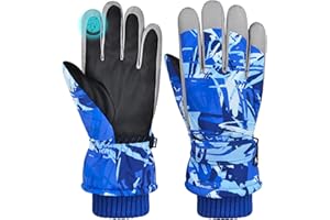 AuSletie Kids Gloves Winter Girls Snow Gloves Boys with Touchscreen Waterproof Ski Winter Gloves Outdoors Warm for Children for 8-15 Years Old