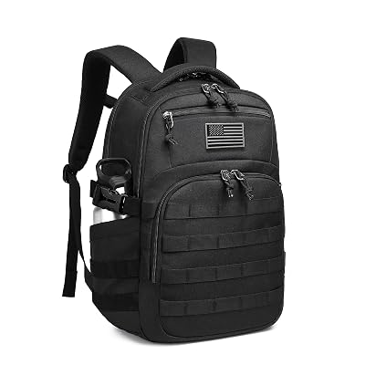 Wotony Military tactical backpack, backpack for men black small tactical assault bag (Black, 18.5 inch)