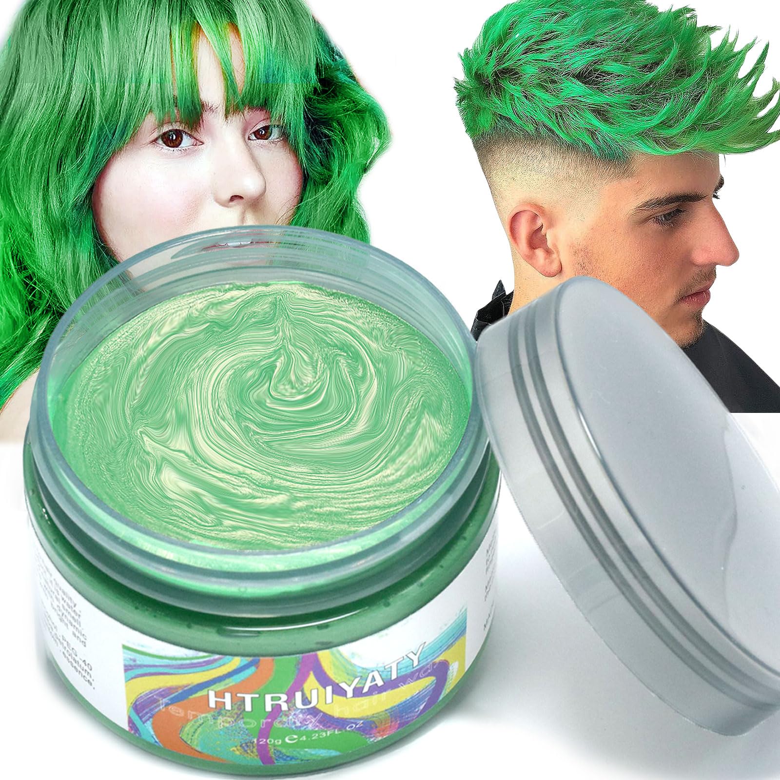 Green Hair Color Wax Temporary Washable Natural Hair Mud Wax Unisex For Halloween Christmas Easy Wash Off Hairstyle