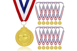 DONRIME Basketball Medals for Kids, 12 Pack Olympic Style Gold Metal Medals for Awards with Ribbons for Basket Ball Team Gifts, Basketball Party Favors Prizes for Children Adults, 2 Inches