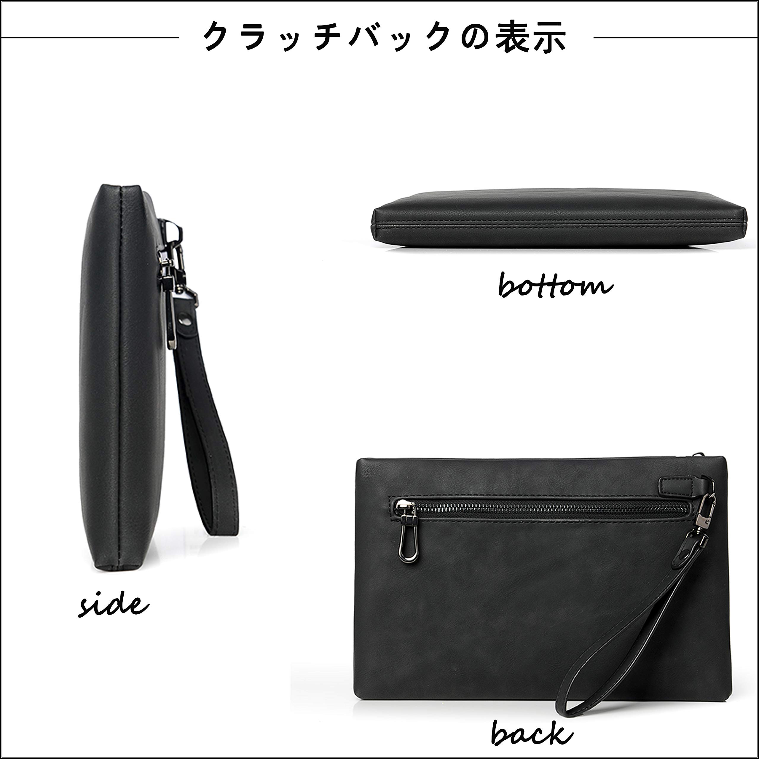 FSD.WG Clutch Bag, Men's, Leather, Second Bag, Handheld Bag, Small, Gentleman's Bag, Comes with Detachable Belt, Parties, Large Size