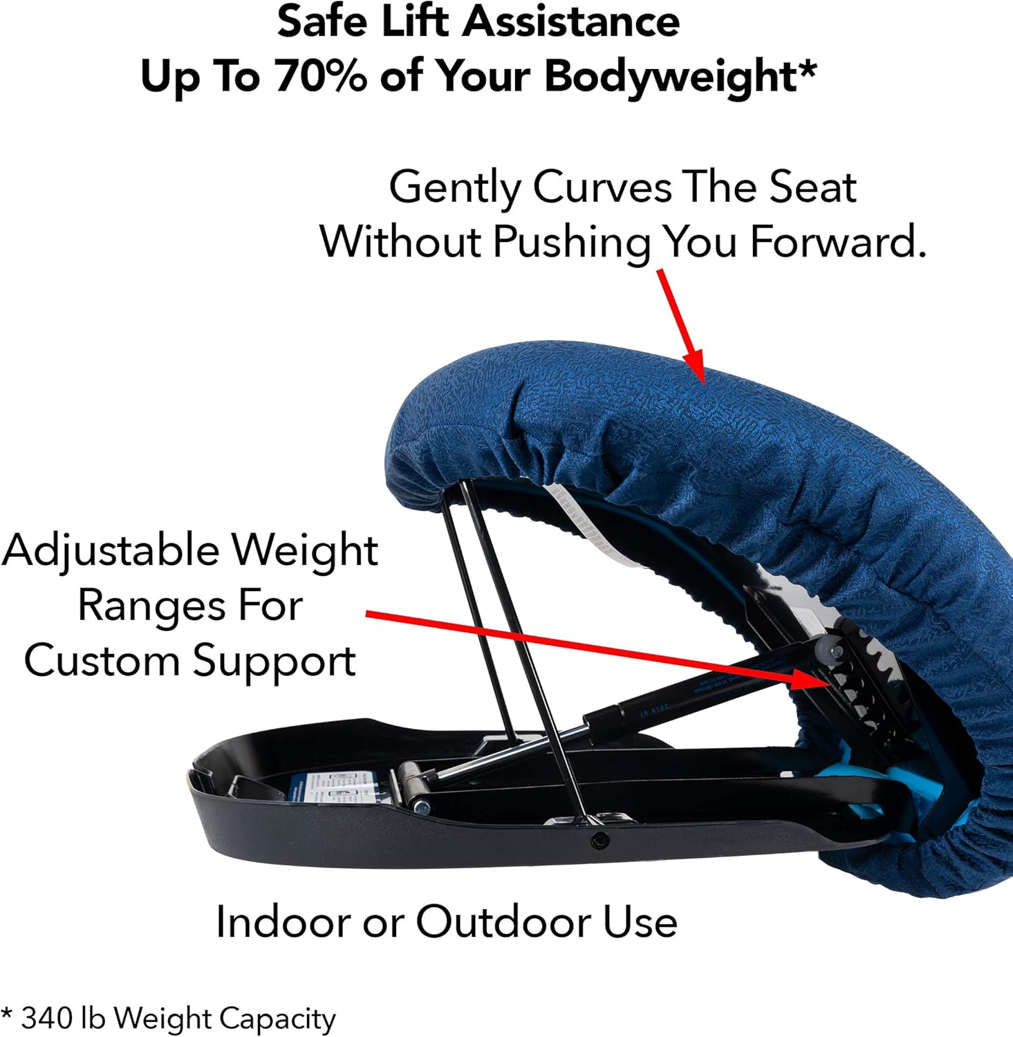 Carex Upeasy Seat Assist Plus - Chair Lift And Sofa Stand Assist - Portable Lifting Seat With Support Up to 340 Pounds, Provides 70% Assistance: Health & Personal Care