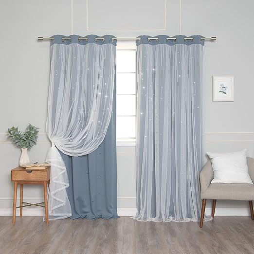 Amazon.com: Best Home Fashion Tulle Overlay Star Cut Out Blackout