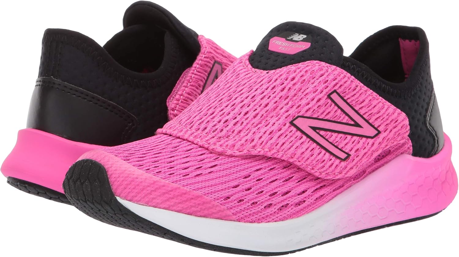 new balance kid's fresh foam fast v1 hook and loop running shoe